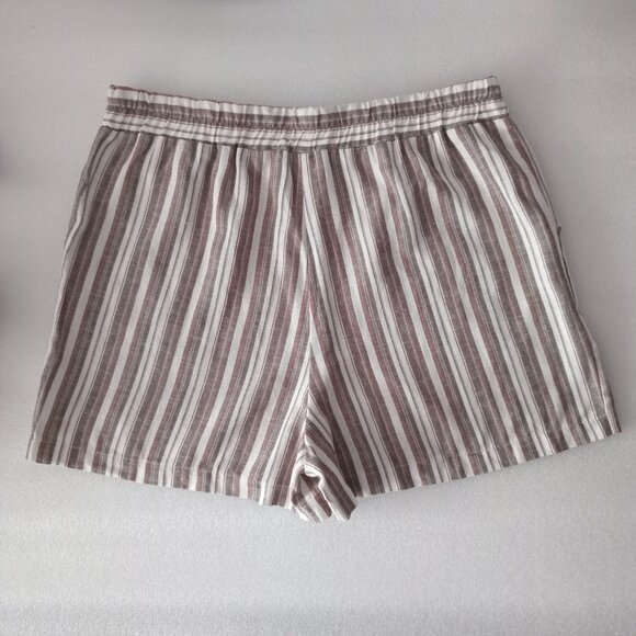 Women's Striped Linen Blend Shorts  Hi Rise Colorful Relaxed fit  Plus Size 2XL - Picture 6 of 7
